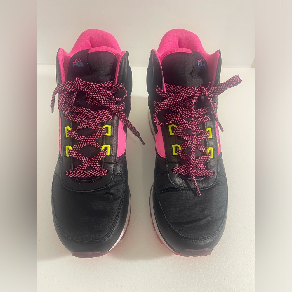 Fila Black and Pink Sneakers with Yellow Accents